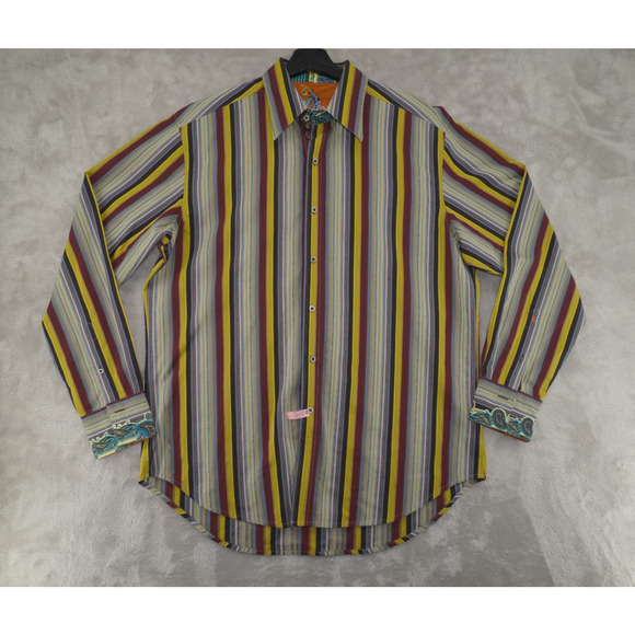 Robert Graham Button Down Shirt Mens Large Multicolor Paisley Embroidered Bold - Picture 6 of 8